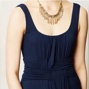 Anthropologie Bailey 44 Basket Weave Navy Midi Dress Size Large